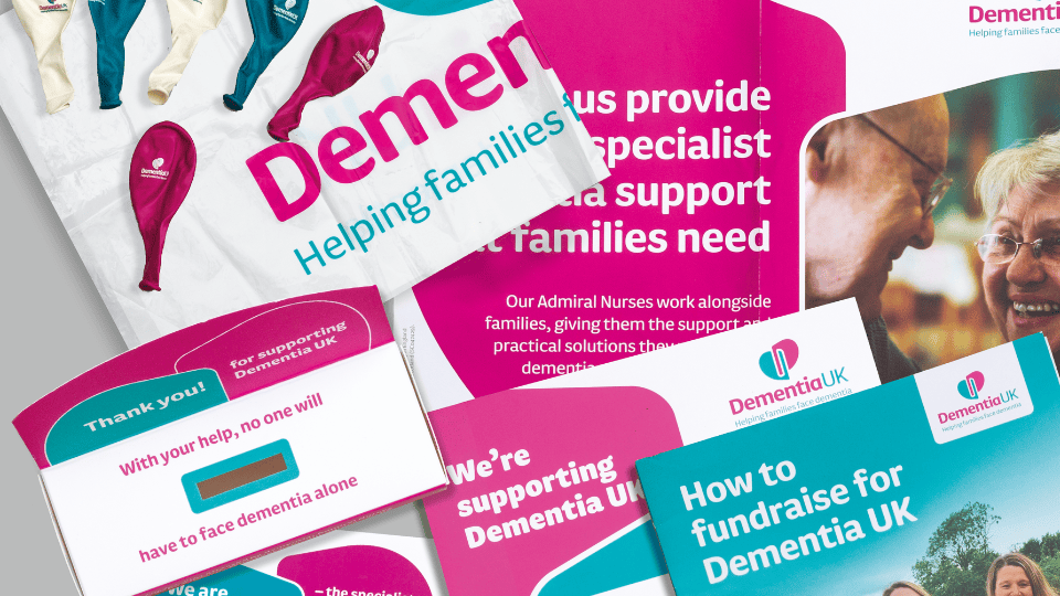 A picture of Dementia UK fundraising materials