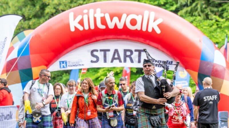 participants at the startline of the kiltwalk