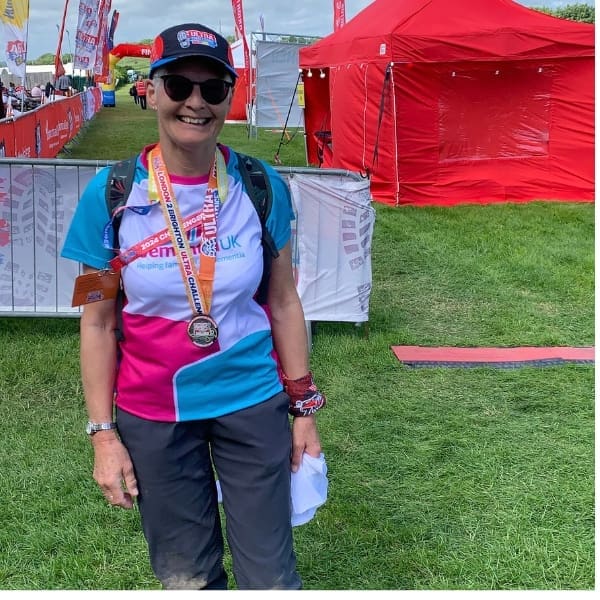 Dementia UK supporter Sandra after completing an Ultra challenge