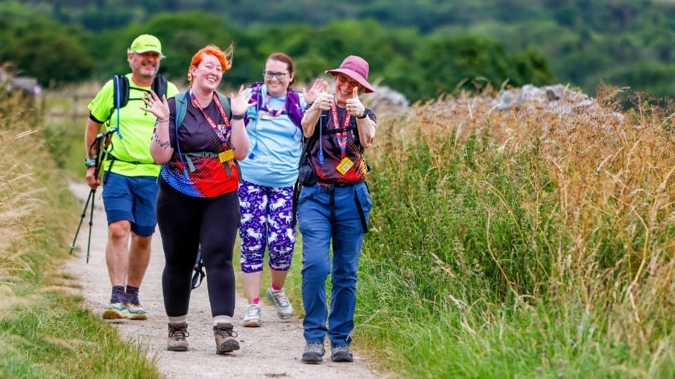 a group of people hiking
