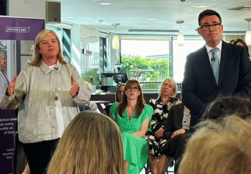 Casey and Burnham giving a speech