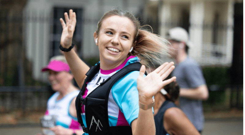 Women taking part in a run for Dementia UK