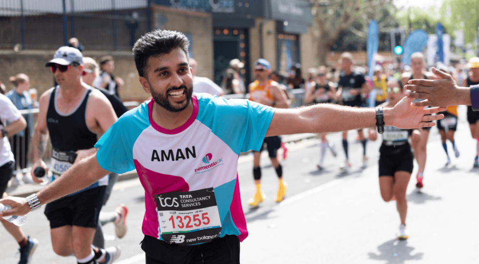 Aman, running the London Marathon