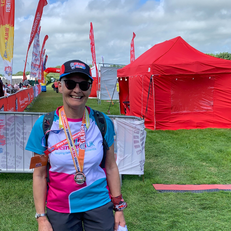 Sandra, who took part in London to Brighton Challenge for Dementia UK